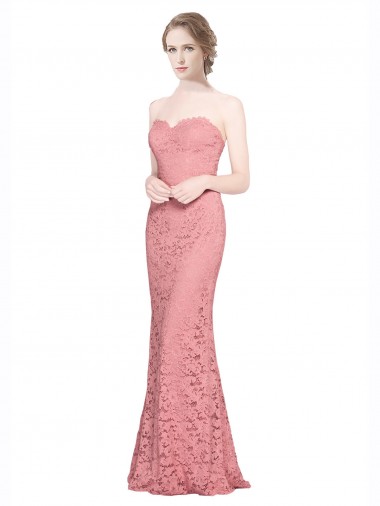 Strapless Long Lace Salmon Sleeveless Formal Dress / Bridesmaid Dress Victoria