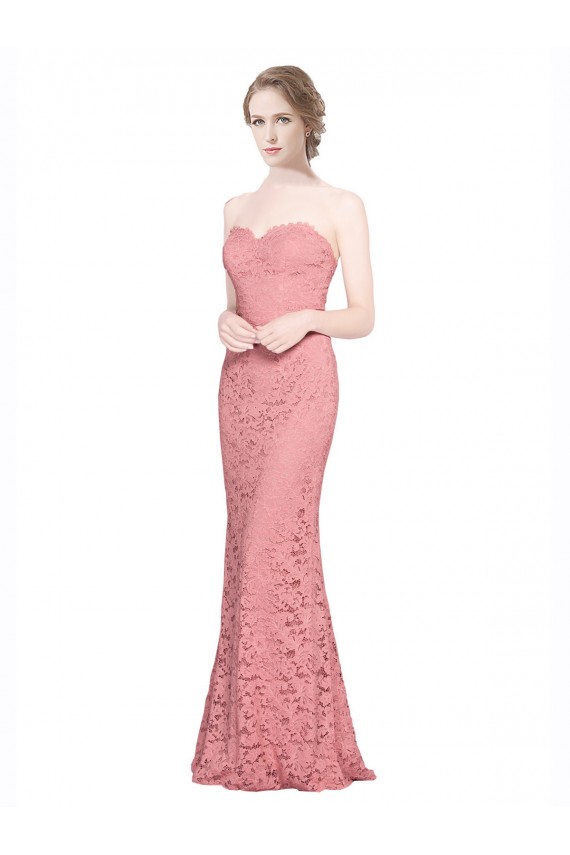 Strapless Long Lace Salmon Sleeveless Formal Dress / Bridesmaid Dress Victoria