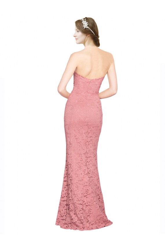 Strapless Long Lace Salmon Sleeveless Formal Dress / Bridesmaid Dress Victoria