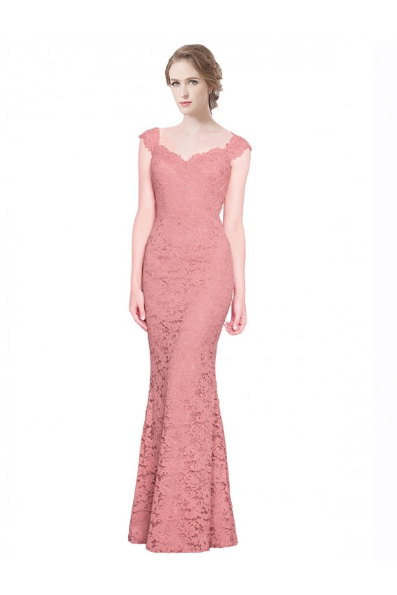 Strapless Long Lace Salmon Sleeveless Prom Dress / Bridesmaid Dress Victoria