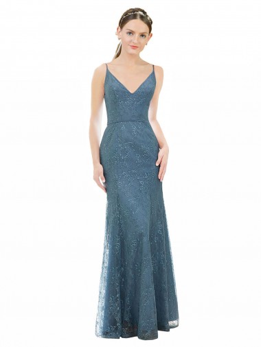 V-Neck Long Lace Sleeveless Bridesmaid Dress Victoria
