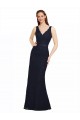 V-Neck Long Lace Dark Navy Sleeveless Bridesmaid Dress Victoria
