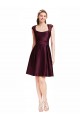 Square Neck Knee Length Satin & Lace Grape Sleeveless Bridesmaid Dress Victoria