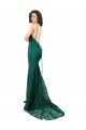 V-Neck Long Lace Dark Green Sleeveless Black Tie Evening Gown / Prom Dress / Bridesmaid Dress Victoria