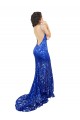 High Neck Long Lace Royal Blue Sleeveless Semi Formal Evening Dress / Prom Dress / Bridesmaid Dress Victoria