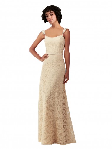 Sweetheart Long Lace Champagne Sleeveless Bridesmaid Dress Victoria