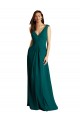V-Neck Long Soft Chiffon & Lace Hunter Sleeveless Bridesmaid Dress Victoria