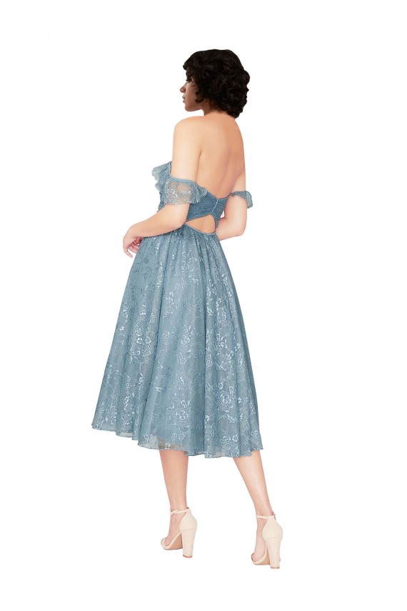 Sweetheart Knee Length Lace Sleeveless Bridesmaid Dress Victoria