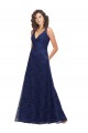 V-Neck Long Lace Dark Navy A-Line Sleeveless Bridesmaid Dress Victoria