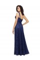 V-Neck Long Lace Dark Navy A-Line Sleeveless Bridesmaid Dress Victoria
