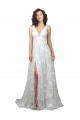 V-Neck Chapel Train Lace Off White Sleeveless Wedding Dress Victoria