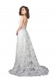 V-Neck Chapel Train Lace Off White Sleeveless Wedding Dress Victoria