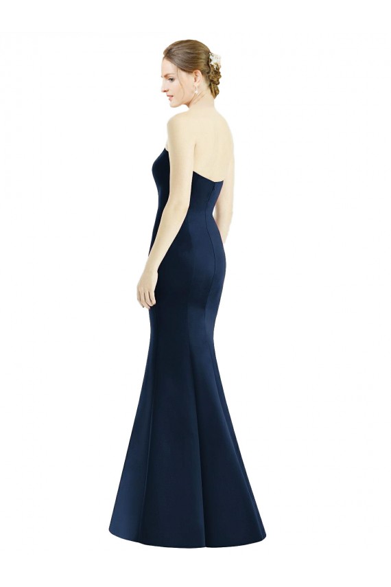 Sweetheart Long Floor Length Satin Dark Navy Sleeveless Bridesmaid Dress Victoria