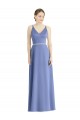 V-Neck Long Satin Periwinkle Sleeveless Bridesmaid Dress Victoria
