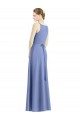 V-Neck Long Satin Periwinkle Sleeveless Bridesmaid Dress Victoria