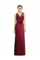 V-Neck Long Satin & Lace Burgundy Sleeveless Bridesmaid Dress Victoria