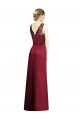 V-Neck Long Satin & Lace Burgundy Sleeveless Bridesmaid Dress Victoria