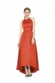 Halter Neck Satin Spice Red Sleeveless High Low Bridesmaid Dress Victoria