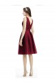 Bateau Neck Knee Length Satin Burgundy Sleeveless Bridesmaid Gown Victoria