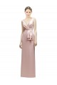 V-Neck Long Satin Pink Sleeveless Bridesmaid Dress Victoria