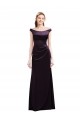 Off the Shoulder Long Satin Grape Cap Sleeves Bridesmaid Dress Victoria