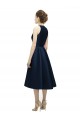 Jewel Neck Tea Length Satin Dark Navy Sleeveless High Low Bridesmaid Dress Victoria