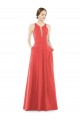 Jewel Neck Long Satin Firecracker Sleeveless Bridesmaid Dress Victoria