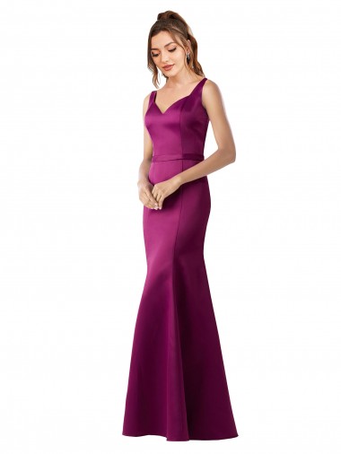 Bateau Neck Long Satin Merlot Sleeveless Black Tie Evening Gown / Prom Dress / Bridesmaid Dress Victoria