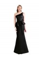 One Shoulder Long Satin Black Sleeveless Bridesmaid Dress Victoria