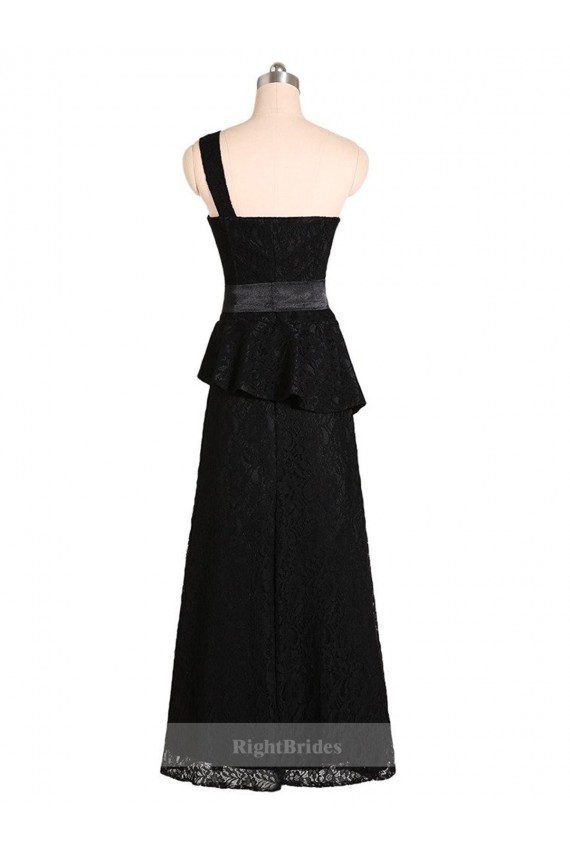 One Shoulder Long Satin Black Sleeveless Bridesmaid Dress Victoria