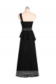 One Shoulder Long Satin Black Sleeveless Bridesmaid Dress Victoria