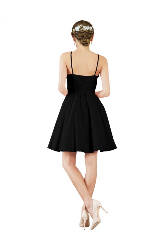 Halter Neck Knee Length Satin Dark Navy Sleeveless Bridesmaid Gown Victoria