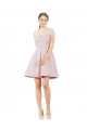 Sweetheart Knee Length Satin Pink Sleeveless Evening Gown / Bridesmaid Dress Victoria