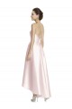 Halter Neck Long Satin Pink Sleeveless High Low Bridesmaid Dress Victoria