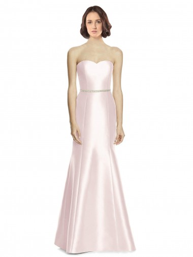 Strapless Long Satin Pink Sleeveless Bridesmaid Dress Victoria