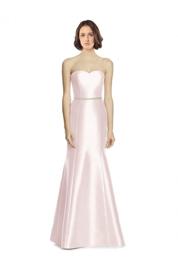 Strapless Long Satin Pink Sleeveless Bridesmaid Dress Victoria