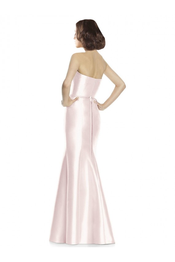 Strapless Long Satin Pink Sleeveless Bridesmaid Dress Victoria