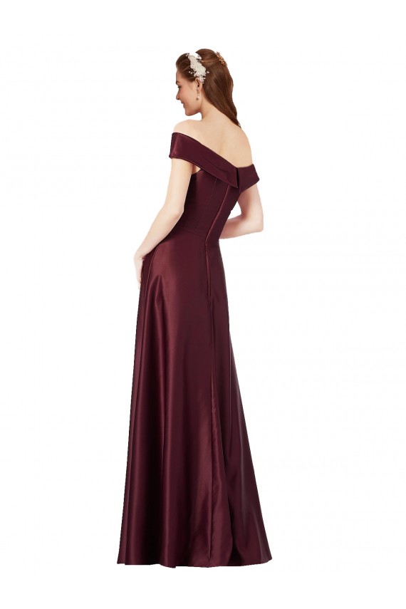 Strapless Long Satin Burgundy Gold Cap Sleeves Black Tie Evening Gown / Prom Dress / Bridesmaid Dress Victoria