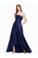 Strapless Long Satin Dark Navy Sleeveless High Low Evening Gown / Prom Dress / Bridesmaid Dress Victoria