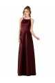 Halter Neck Long Satin Burgundy Gold Sleeveless Prom Dress / Bridesmaid Dress Victoria