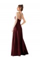 Halter Neck Long Satin Burgundy Gold Sleeveless Prom Dress / Bridesmaid Dress Victoria