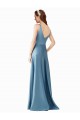 High Neck Long Satin Sleeveless Black Tie Prom Dress / Bridesmaid Dress Victoria