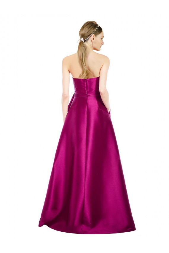V-Neck Long Satin Merlot Sleeveless Prom Dress / Bridesmaid Dress Victoria