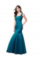 Bateau Neck Long Satin Peacock Blue Sleeveless Prom Dress / Bridesmaid Dress Victoria