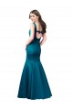 Bateau Neck Long Satin Peacock Blue Sleeveless Prom Dress / Bridesmaid Dress Victoria