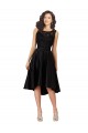 Illusion Neck Midi Length Satin & Lace Black Sleeveless High Low Bridesmaid Dress Victoria