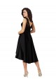 Illusion Neck Midi Length Satin & Lace Black Sleeveless High Low Bridesmaid Dress Victoria