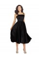 Square Neck Knee Length Satin Black Sleeveless Prom Dress / Bridesmaid Dress Victoria