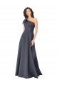 One Shoulder Long Satin Slate Grey Sleeveless Formal Evening Gown / Prom Dress / Bridesmaid Dress Victoria