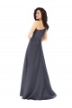 One Shoulder Long Satin Slate Grey Sleeveless Formal Evening Gown / Prom Dress / Bridesmaid Dress Victoria